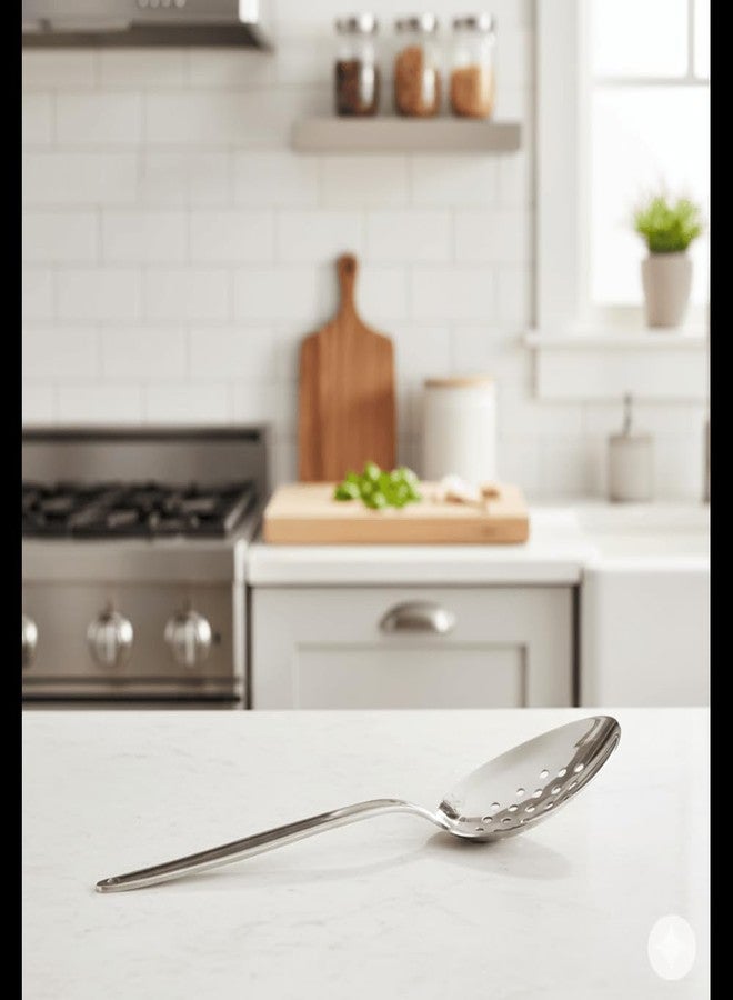 BNAZIND Chef Kunz Perforated Spoon | 18/10 Stainless Steel Plating 9 Inch Basting Quenelle Serving Plating Spoon - Image 2