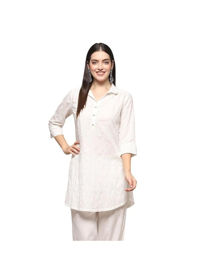 BIBA Women Cotton Straight Fit Embroidered Short Kurta 4xl - Image 1