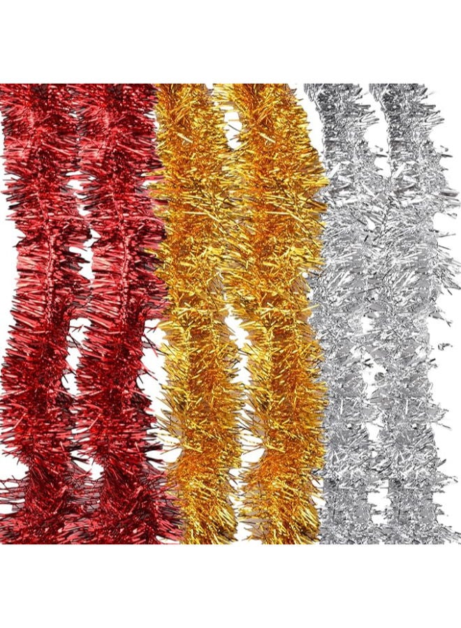 6m Sparkling Metallic Tinsel Hanging Garland (3 pieces ) - Image 1