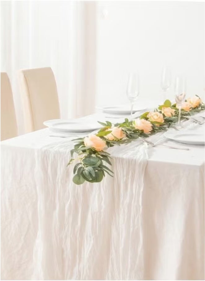 Risen Translucent Table Runner Chessian Tablecloth for Wedding Reception Bridal Shower Party Decoration Table Centerpiece 90*300CM - Image 1