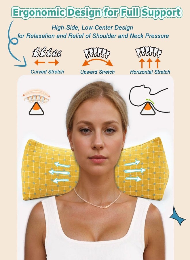 EDMILE Buckwheat Hulls Neck Roll Pillow, Adjustable Firmness Cylinder Pillows, Cervical RollCurved Contour for Recliner Travel, Back Sleepers, 6x15 Inch Yellow - Image 5