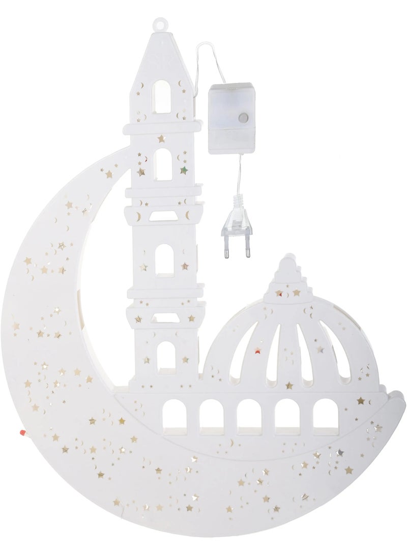 Plastic Ramadan Lantern 40cm , Electric Ramadan Fanous with Colorful LED Lights, Multicolor Decorative Lantern for Home Wall Ramadan Decoration, 9V - Image 1