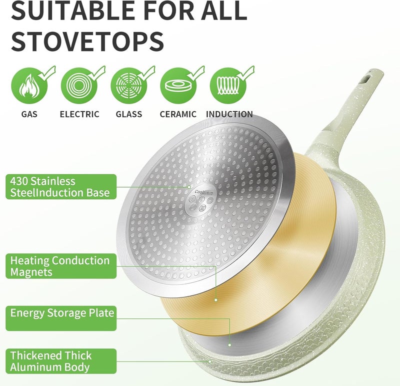 Xuanying Nonstick Crepe Pan, Coating Induction Compatible Skillet Griddle | Dosa Tawa Pan for Roti, Tortillas & Pancakes | Eco-Friendly 100% Free PFOA,PFAS, Lightweight with Cool-Touch Handle - Image 5
