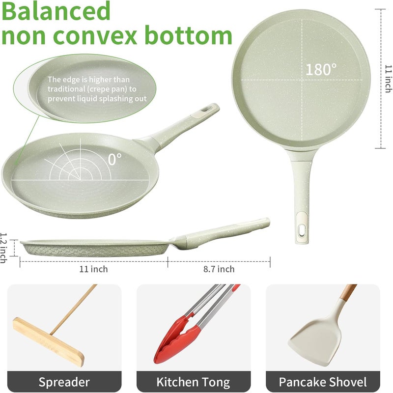 Xuanying Nonstick Crepe Pan, Coating Induction Compatible Skillet Griddle | Dosa Tawa Pan for Roti, Tortillas & Pancakes | Eco-Friendly 100% Free PFOA,PFAS, Lightweight with Cool-Touch Handle - Image 2