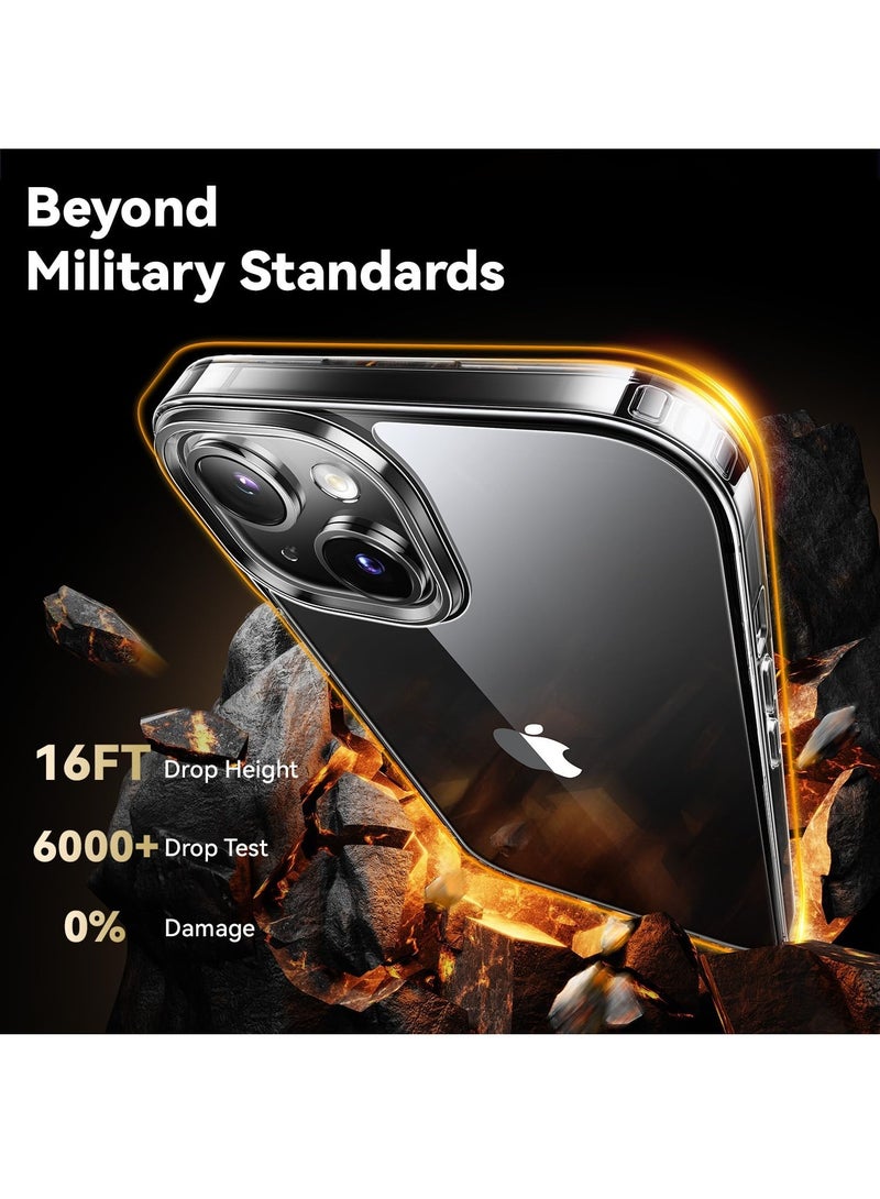 DUSALA Diamond Clear for iPhone 15 Plus Case with 2X Screen Protector + 2X Camera Lens Protector, [Not Yellowing][Military-Grade Protective] Slim Thin Shockproof Phone Case for iPhone 15 Plus, Clear - Image 3