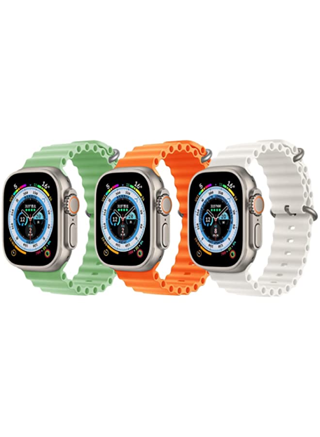 IAF Silicone Ocean Band Strap for Apple Watch 38/40/41mm Mint Green/Orange/Snow White Set of 3