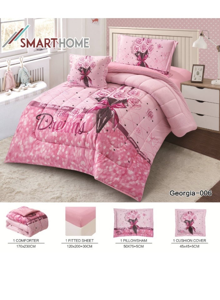 SMART HOME Luxury double-sided winter bedspread (soft velvet side + warm faux fur side) – Complete bedding set with beautiful patterns – 4-piece sleeping set (bedspread + mattress protector + pillowcase + square pillowcase). Bedspread size: 170x230 cm. - Image 3