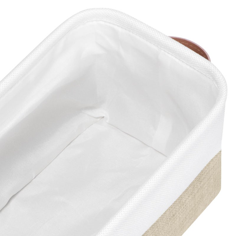 Kntiwiwo Small Fabric Storage Bins, 15x6x5 inch Narrow Storage Baskets 4-Pack Long Storage Basket for Organizing with Handles, Decorative Basket for Closets, Shelves, Toilet Paper, Beige - Image 4