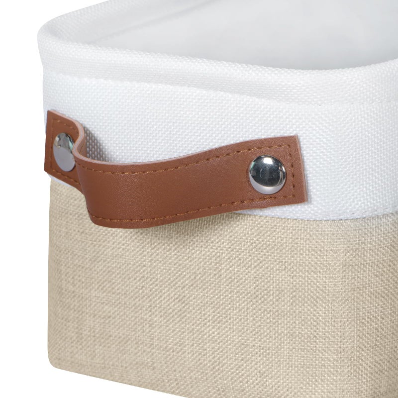 Kntiwiwo Small Fabric Storage Bins, 15x6x5 inch Narrow Storage Baskets 4-Pack Long Storage Basket for Organizing with Handles, Decorative Basket for Closets, Shelves, Toilet Paper, Beige - Image 3