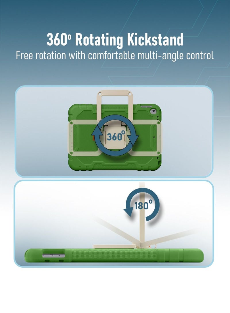 Moxedo Rugged Protective EVA Foam Silicone Kids Case Cover, Shockproof Foldable 360 Rotatable Stand Handle Grip with Pencil Holder Compatible for Apple iPad 2021 (9th Gen) 10.2 inch (Green) - Image 5