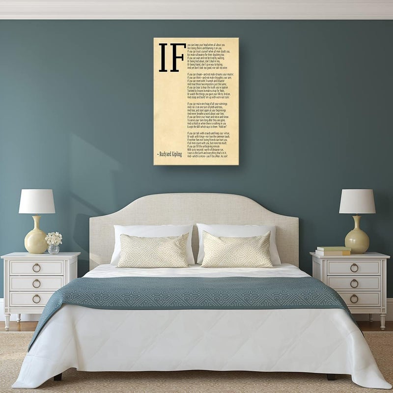 Busmko If Poem Framed Quotes Wall Art Picture Modern Canvas Motivational Posters Vintage Artwork For Bedroom Decor Poetry Gifts Framed (12x18 inch) - Image 5