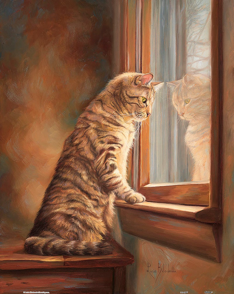 Pintoo Jigsaw Puzzles 500 Piece for Adults - Lucie Bilodeau - Peering Out The Window Beautiful Plastic Puzzle for Home Decor Zero Dust Easy Storage [H2282] - Image 1