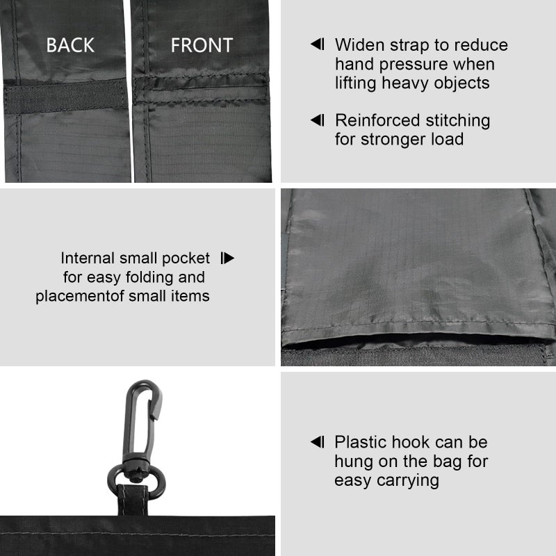 HOLYLUCK Reusable Grocery Bags,Heavy Duty Foldable Shopping Tote Bag (Extra Large, 3 Large Black) - Image 3