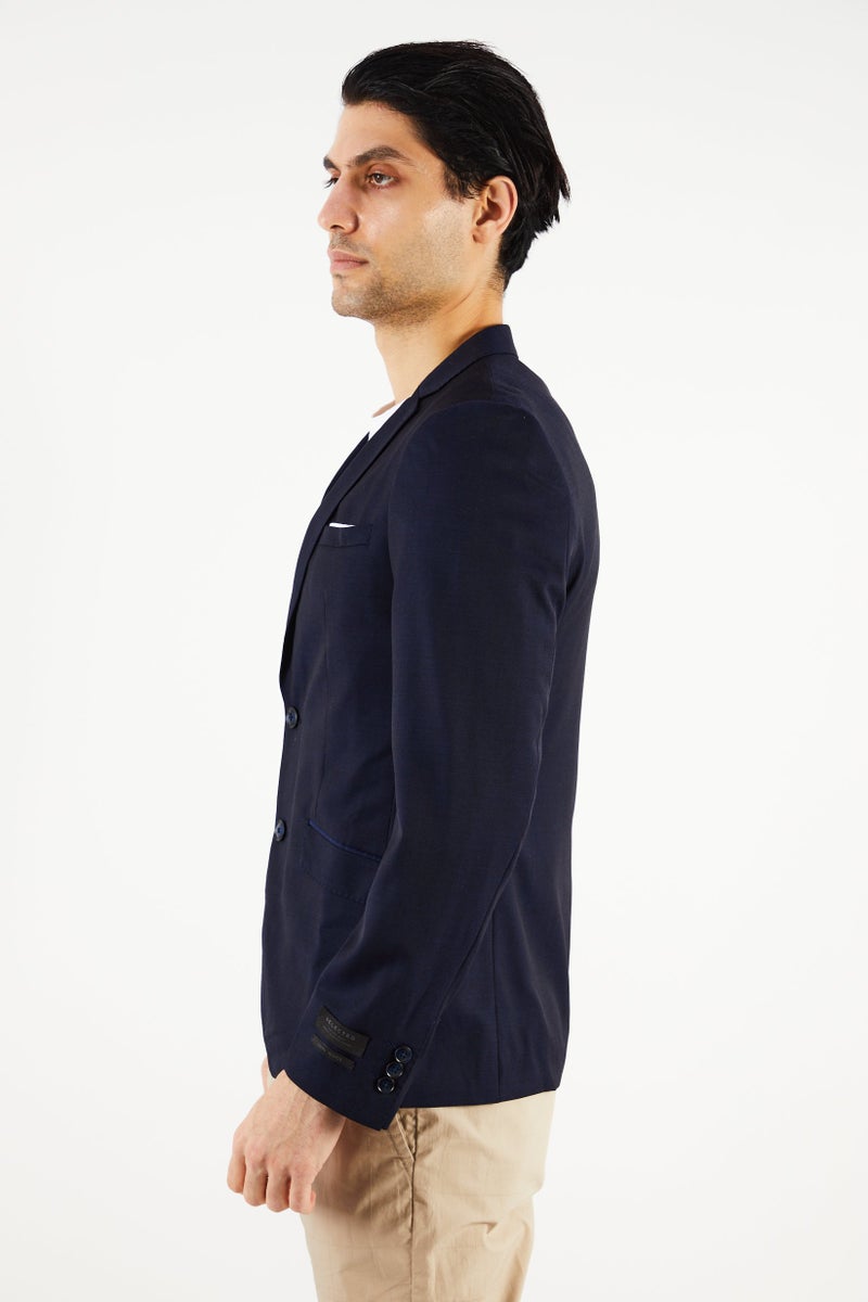 SELECTED Men Slim Fit Solid Formal Blazer, Navy - Image 3