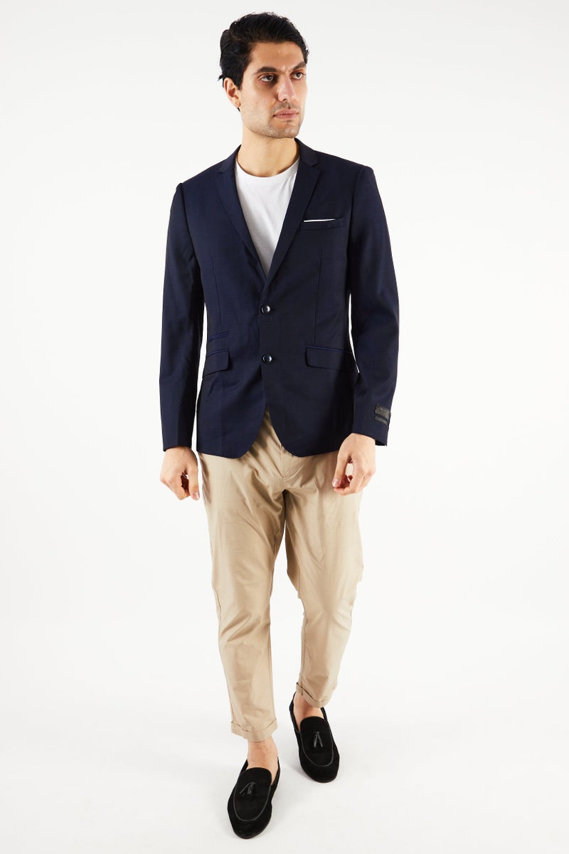 SELECTED Men Slim Fit Solid Formal Blazer, Navy - Image 2