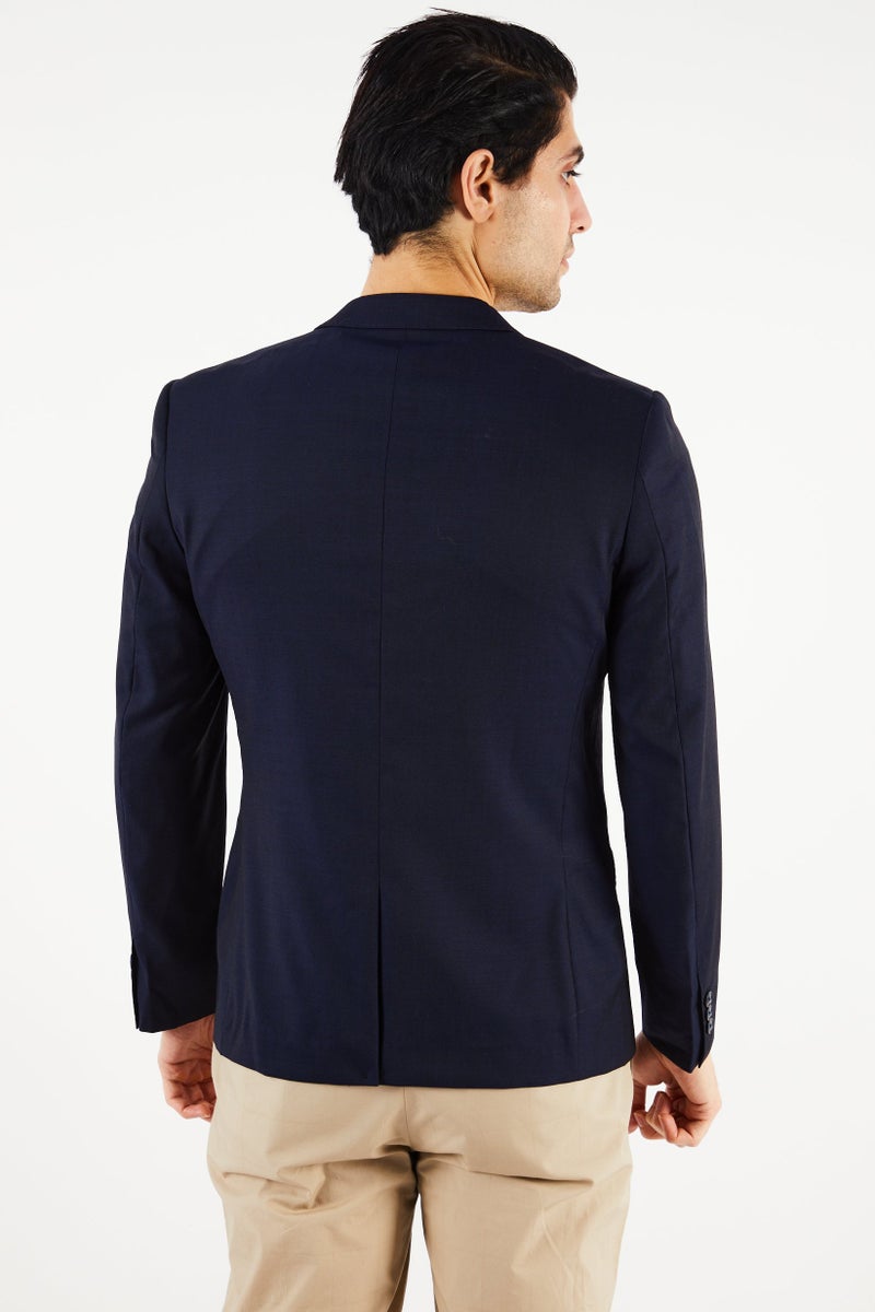 SELECTED Men Slim Fit Solid Formal Blazer, Navy - Image 4