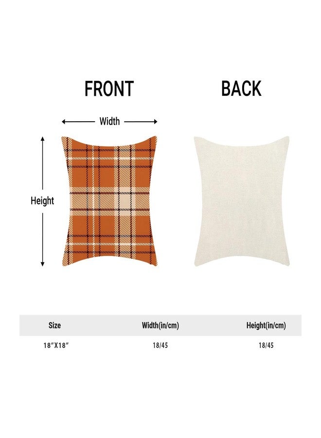 AEIOAE Checkered Fall Pillow Covers 18x18 Inch Set of 2 Burnt Orange Cream Buffalo Plaid Throw Pillows Case,Autumn Thanksgiving Outdoor Decorative Farmhouse Decor Cushion Covers for Sofa Bed Couch - Image 5