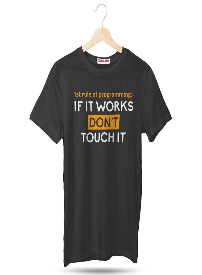 DUDEME تيشيرتات "DUDEME If It Works Dont Touch" للمبرمجين والمطورين ومصممي البرامج، تيشيرتات برقبة دائرية للنساء، تيشيرتات بنصف كم للرجال (أسود، مقاس L) - Image 2