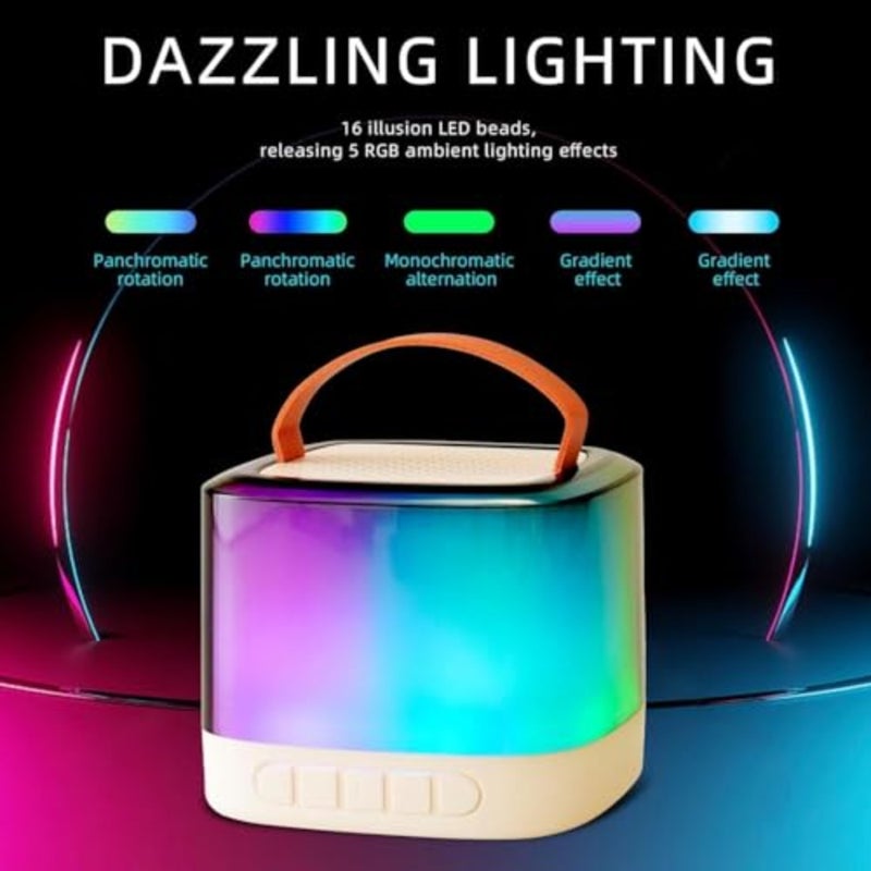 آلة كاريوكي صغيرة مع ميكروفون لاسلكي ومكبر صوت بلوتوث محمول مع أضواء LED متغيرة اللون مثالية للبالغين - Image 2