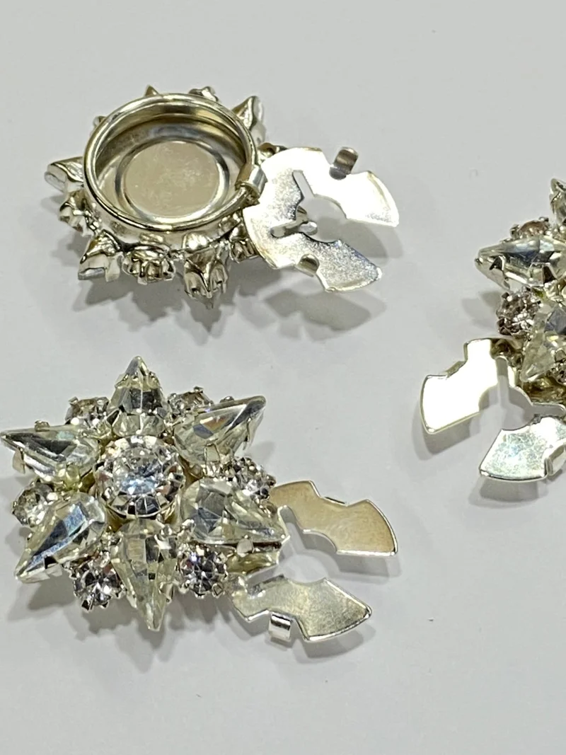 توبتان بولوروم Stone Button / Stone Clip Button / Clip Star Button / Set of 3 / 2.5 cm Silver