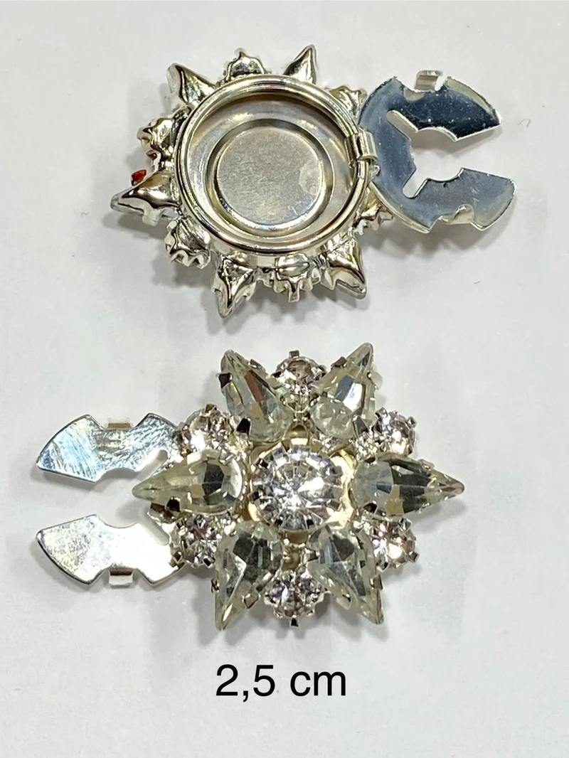 توبتان بولوروم Stone Button / Stone Clip Button / Clip Star Button / Set of 3 / 2.5 cm Silver