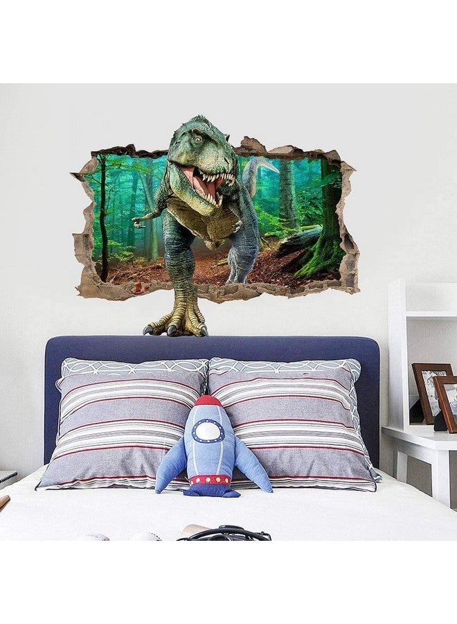 Supzone Dinosaur Wall Stickers Broken 3D Decorative Wall Decals Removable Boys Bedroom Baby Nursery Childrens Wall Decor - Image 3