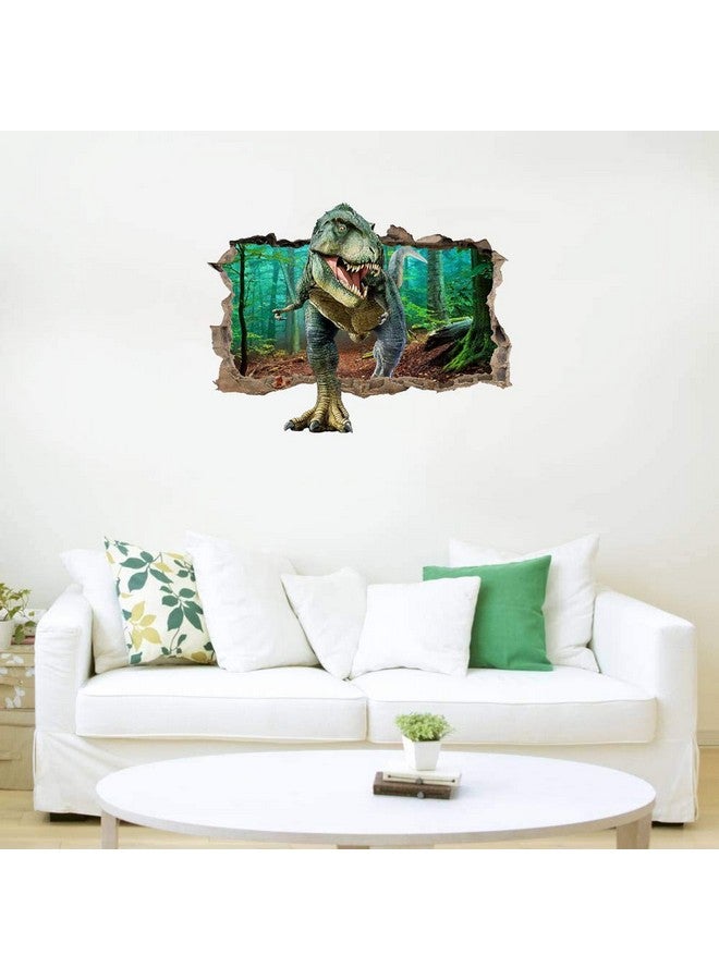 Supzone Dinosaur Wall Stickers Broken 3D Decorative Wall Decals Removable Boys Bedroom Baby Nursery Childrens Wall Decor - Image 2
