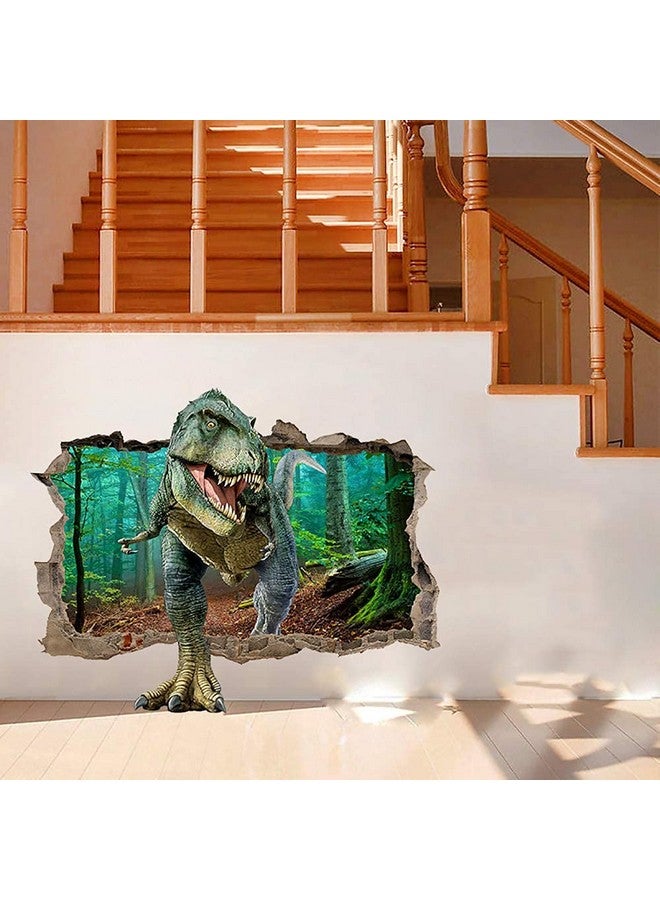 Supzone Dinosaur Wall Stickers Broken 3D Decorative Wall Decals Removable Boys Bedroom Baby Nursery Childrens Wall Decor - Image 4