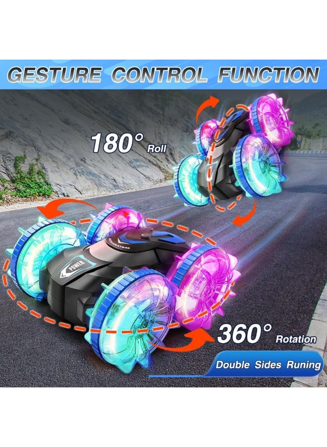 DAT Amphibious RC Stunt Car for Kids – 4WD, Waterproof, Dual Control (Remote + Gesture Watch), 360° Spins, LED Wheels, Rechargeable - Image 2