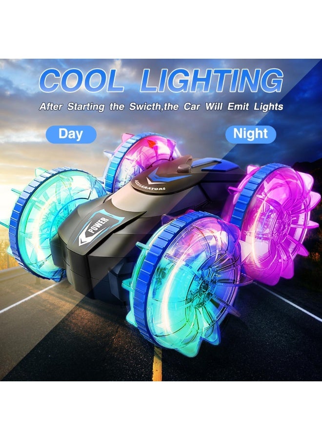DAT Amphibious RC Stunt Car for Kids – 4WD, Waterproof, Dual Control (Remote + Gesture Watch), 360° Spins, LED Wheels, Rechargeable - Image 3