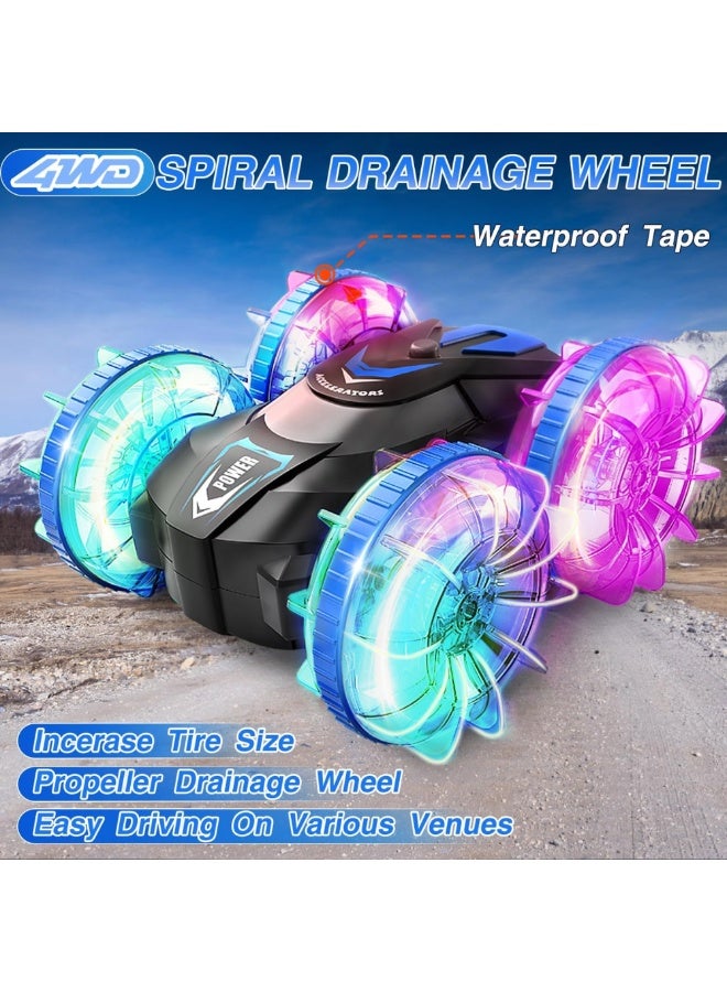 DAT Amphibious RC Stunt Car for Kids – 4WD, Waterproof, Dual Control (Remote + Gesture Watch), 360° Spins, LED Wheels, Rechargeable - Image 5