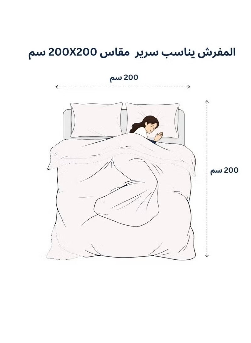 مون مفرش صيفي سرير ملكي  نظام وجهين 8 قطع – طقم لحاف مبطن ناعم ومريح مقاس كبير 250×230 سم مع وسائد وخداديات مناسب لسرير مقاس 200×200 سم - Image 3