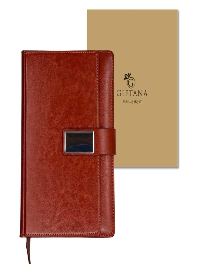 Giftana مفكرة جيفتانا الجلدية ذات الغطاء القلاب، مناسبة للرجال والنساء، منظم للمستندات، للكتابة، للاستخدام الشخصي والمكتبي، مقاس A5، 192 صفحة، هدية مثالية للموظفين في رأس السنة - بني - Image 1
