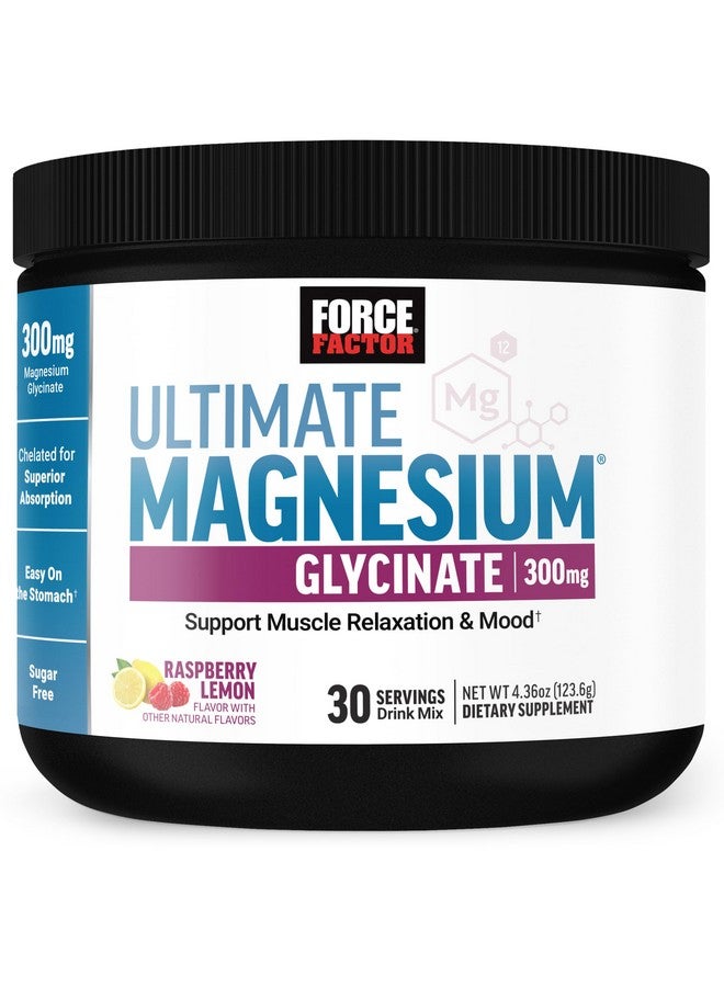 Force Factor Ultimate Magnesium Glycinate Powder 300mg, Support Relaxation & Mood, Promote Bone Health, Chelated Magnesium Bisglycinate, High Absorption, Raspberry Lemon, 30 Servings - Image 1