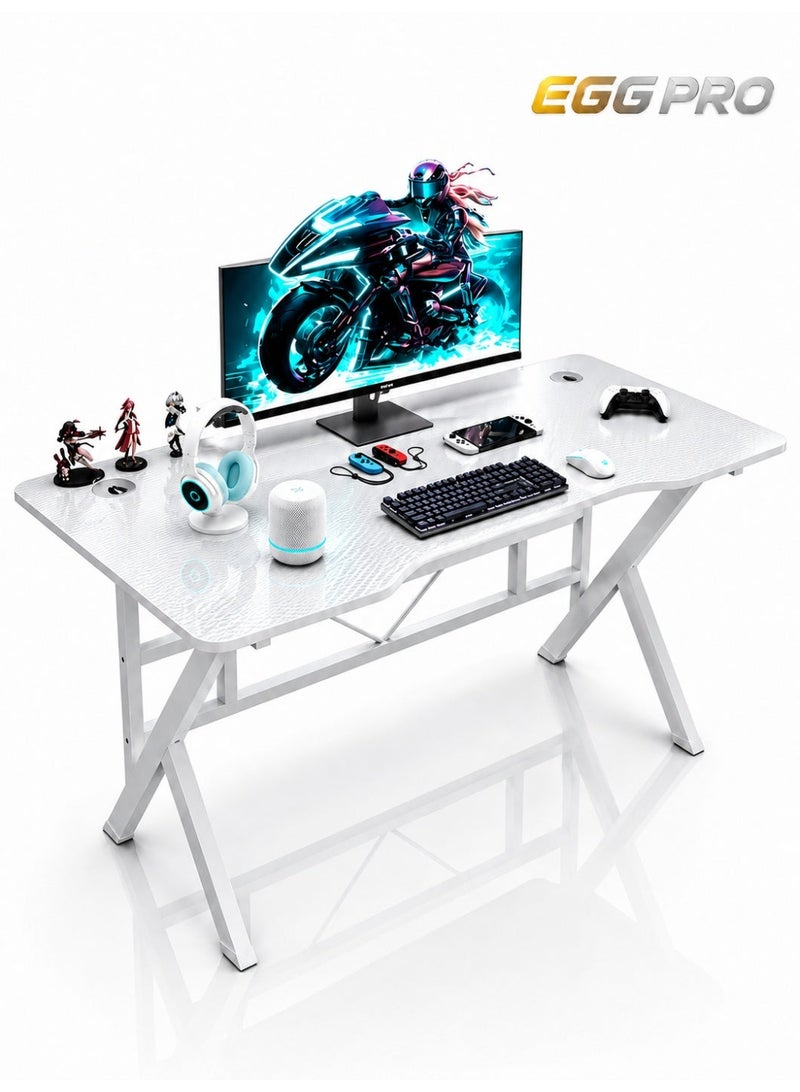 EGG PRO (120*60*75 cm) White Gaming table, gaming desk, gaming and home office table, computer desk and table with K-shaped carbon fiber top, high quality and easy to install - Image 1