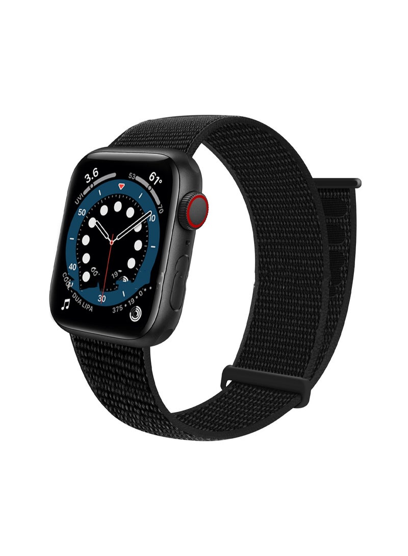 سوار معصم بشريط فيلكرو أسود مقاس 44/45/46/49 مم/سلسلة 1.2.3-42 متوافق مع ساعة Apple Watch، مناسب للرجال والنساء، متوافق مع سلسلة Iwatch - Image 1