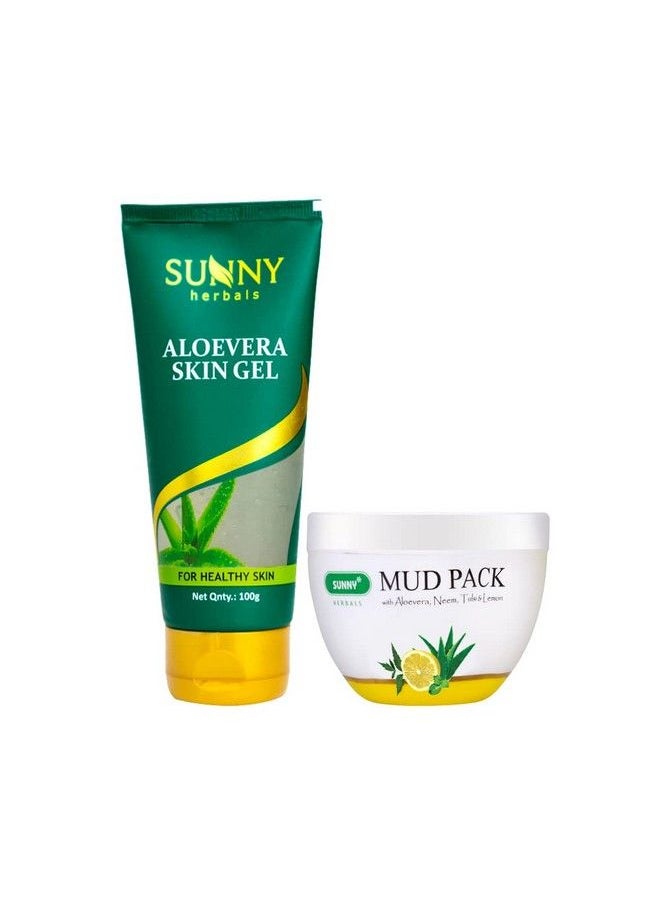 Aloevera Skin Moisturizing Gel(100Gm) & Mud Pack(150 Gm) ; For Radiant Glowing Look Skin ; Fights Flaky Or Patchy Skin ; Increases O2 Availability To Skin ; Reduces Aging Lines Dark Patches