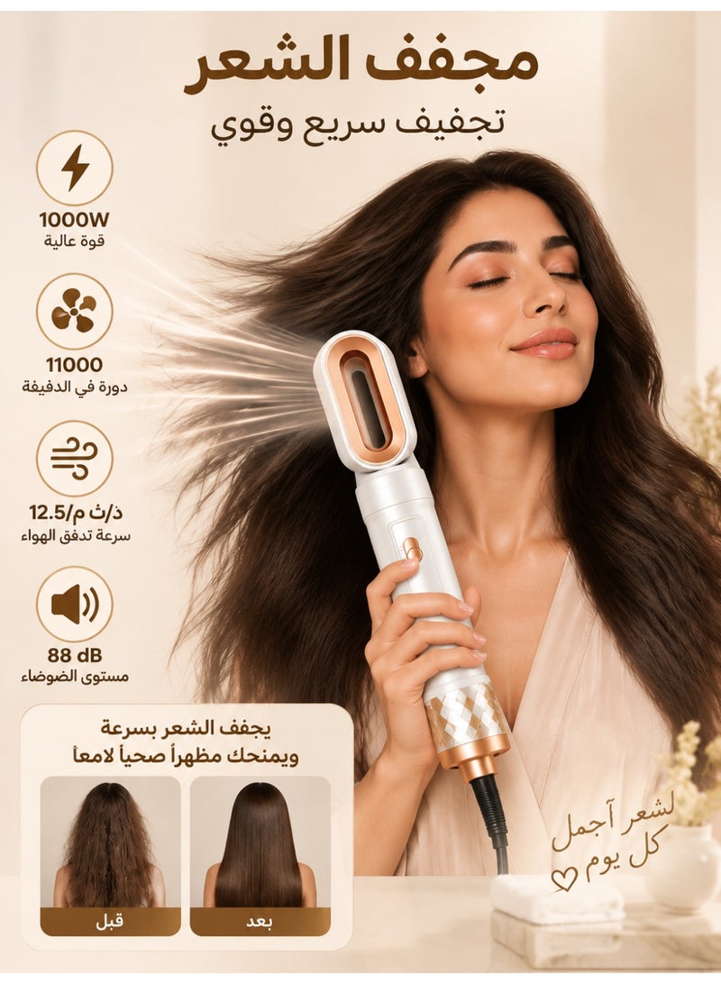 مشط هواء ساخن 5 في 1 للاستخدام المنزلي للشعر المستقيم والشعر المجعد ومجفف الشعر وأداة تصفيف الشعر متعددة الوظائف - Image 4