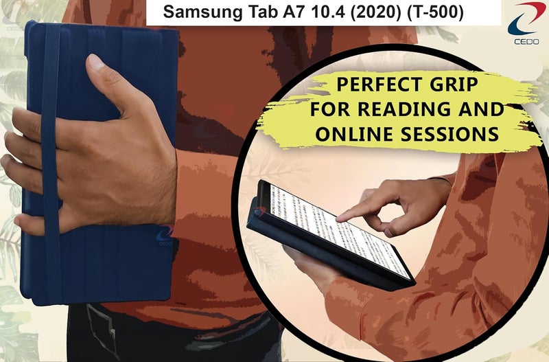 Cedo Samsung Tab A7 (10.4 inch) Flip Cover | Leather Finish | 360 Degree Rotate Back Cover | Shockproof Back Cover Case for Samsung Galaxy Tab A7 (10.4 inch) (2020) SM-T500 / T505 (Blue) - Image 4