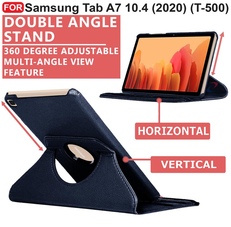 Cedo Samsung Tab A7 (10.4 inch) Flip Cover | Leather Finish | 360 Degree Rotate Back Cover | Shockproof Back Cover Case for Samsung Galaxy Tab A7 (10.4 inch) (2020) SM-T500 / T505 (Blue) - Image 2