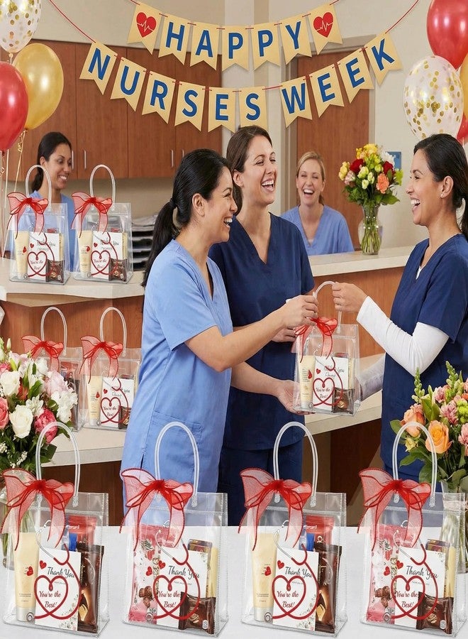 Thenshop مجموعة هدايا أسبوع التمريض من Thenshop، عبوة من 12 حقيبة، مقاس 7.8 × 7.8 × 3 بوصة، مصنوعة من مادة PVC، حقائب تسوق أنيقة بتصميم سماعة طبية، مثالية لتكريم الممرضات المتخرجات، مناسبة لحفلات المستشفيات والعيادات الطبية (على شكل قلب). - Image 4