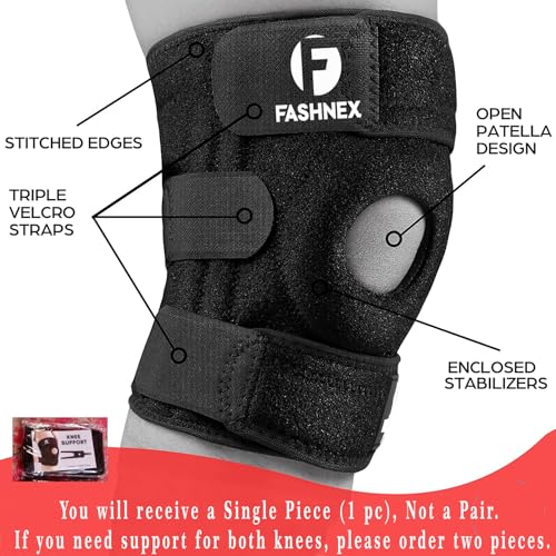 FASHNEX Premium Knee Support Open Patella, Breathable Knee Cap Brace for Arthritis, Pain Relief, Sports for Men & Women (Single Piece / 1 Piece (Not a Pair), (Black), Free Size) - Image 4