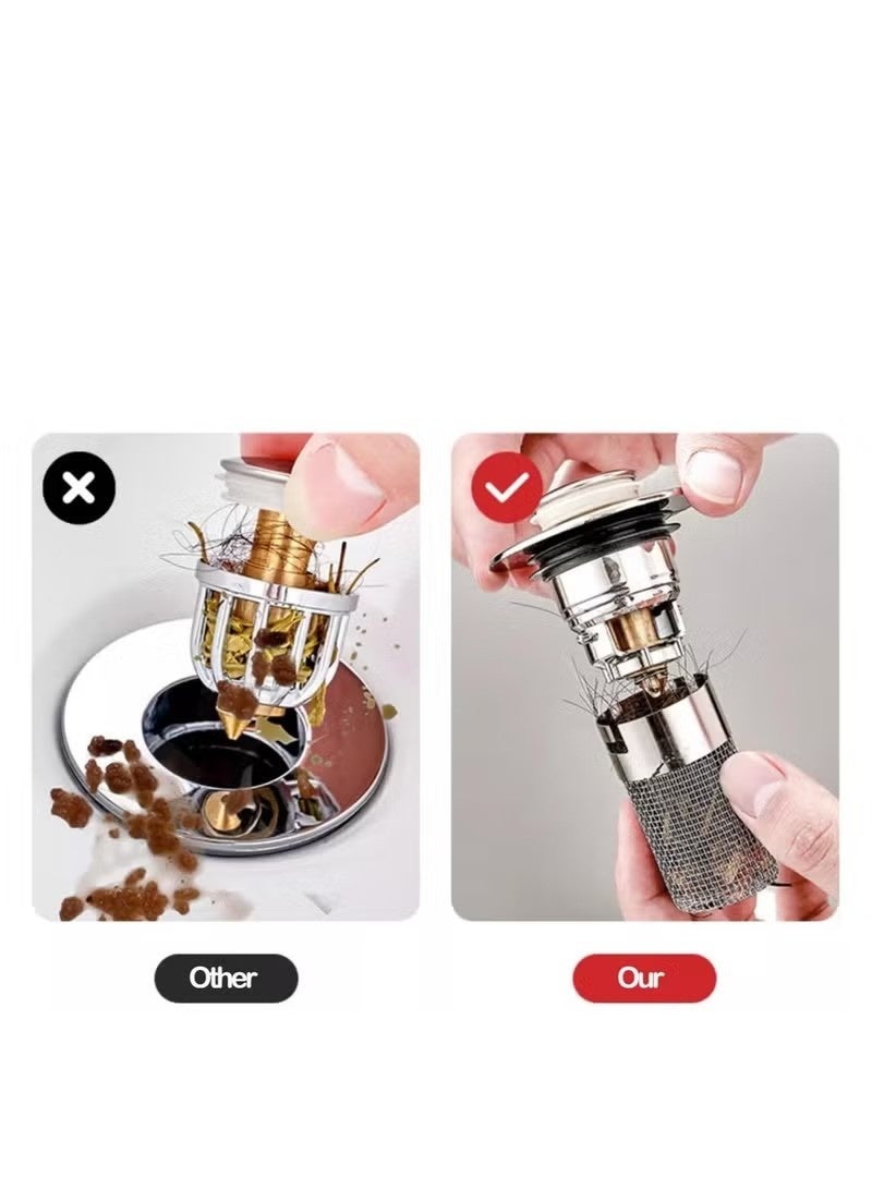 Pop Up Bathroom Sink Drain Strainer Hair Catcher forniversal Bathroom Kitchen Basin Sink Stopper Replacement - Image 2