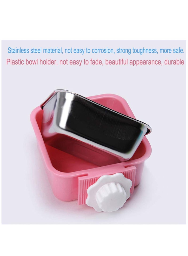 SYOSI 2 Pack Crate Dog Bowl, Removable Stainless Steel Water Food Feeder Bows Cage Coop Cup for Cat Puppy Bird Pets for Puppy - Image 4