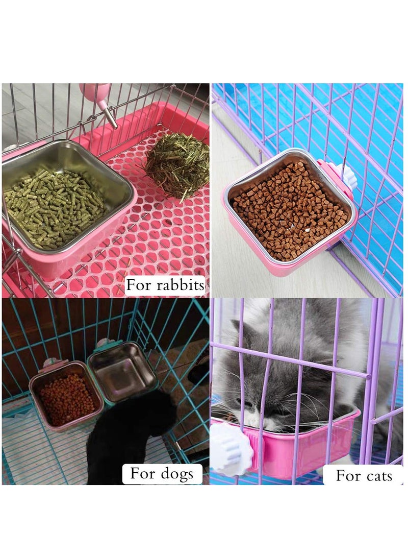 SYOSI 2 Pack Crate Dog Bowl, Removable Stainless Steel Water Food Feeder Bows Cage Coop Cup for Cat Puppy Bird Pets for Puppy - Image 3