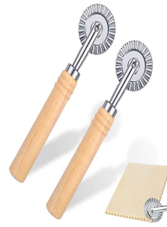 Zyghjort 2PCS Ravioli Cutter Wheel, Pastry Cutter Wheel Stainless Steel Pasta Cutters Wheels with Ergonomic Handle Pizza Cutters Wheels for Pasta, Pastry, Dumpling, Noodles for Home and Kitchen - 1.5" Diameter - Image 1