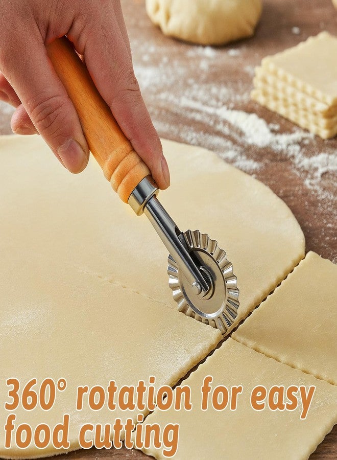 Zyghjort 2PCS Ravioli Cutter Wheel, Pastry Cutter Wheel Stainless Steel Pasta Cutters Wheels with Ergonomic Handle Pizza Cutters Wheels for Pasta, Pastry, Dumpling, Noodles for Home and Kitchen - 1.5" Diameter - Image 3