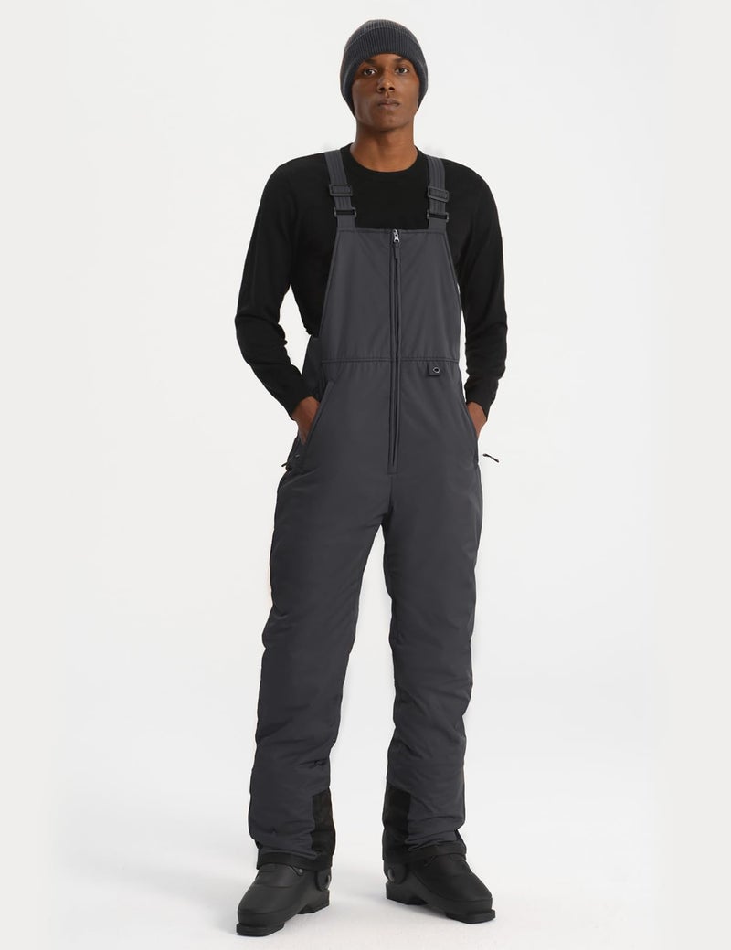 GEMYSE Men's Insulated Waterproof Ski Bib Overalls Winter Snowboarding Pants (Grey Black,Large) - Image 2