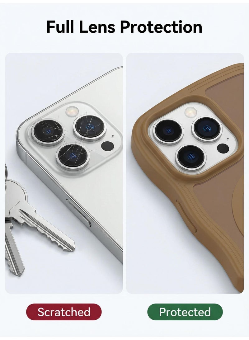 V.nice Magnetic for iPhone 17 Pro Case Cute Wavy Full Camera Protection [Compatible with MagSafe] Matte Anti-Slip Bumper Women Girls Boys Protective Cover - Image 4