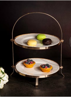 La Mesa Serving Stand 2 Tiers Round White/Gold 40 cm  - Image 1